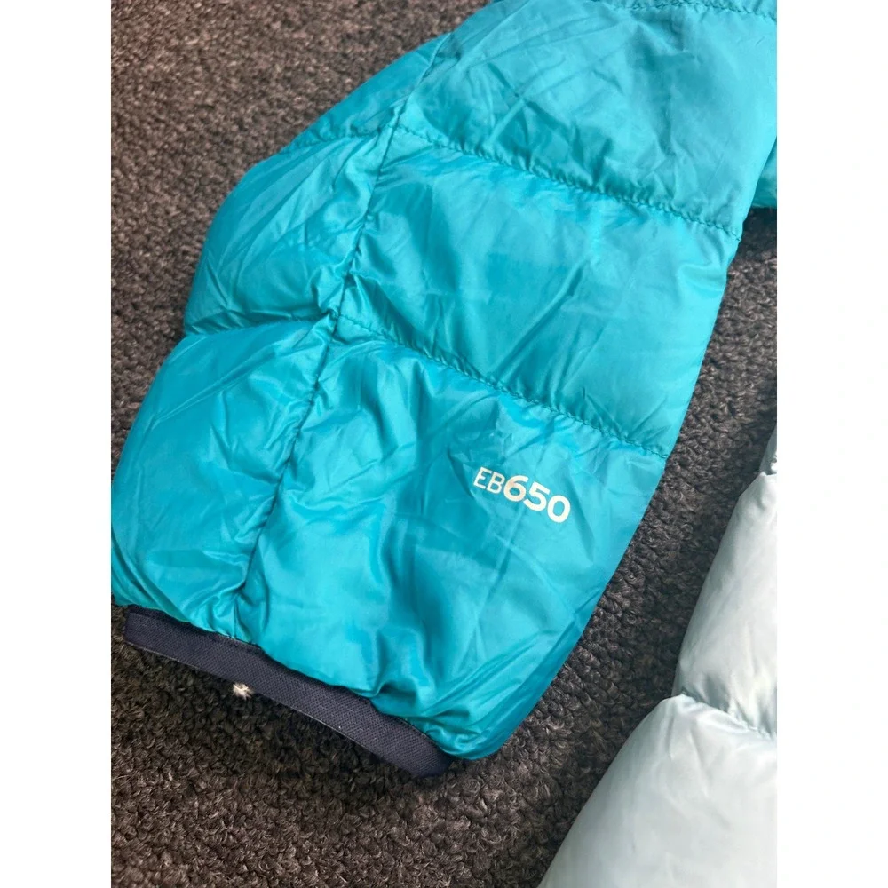 Eddie Bauer Stratuslite EB650 Puffer Jacket Teal Womens 1X Colorblock Pullover